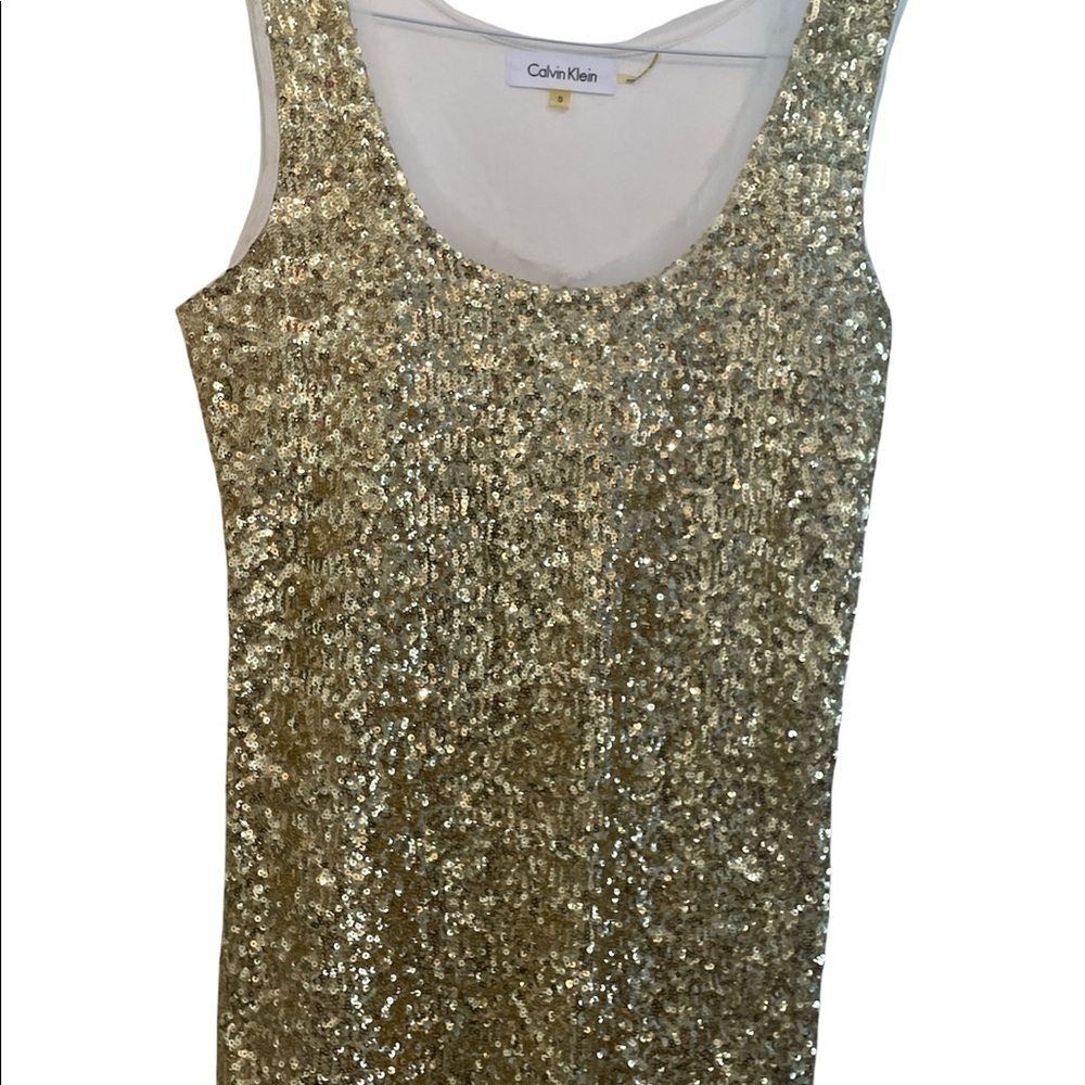 Calvin Klein Gold and Ivory sequin tank top Size S - like new